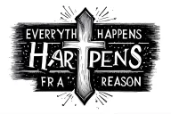   "everything happens for a reason," but the "t" in everything is a cross. small and elegant, straight line across tattoo design idea