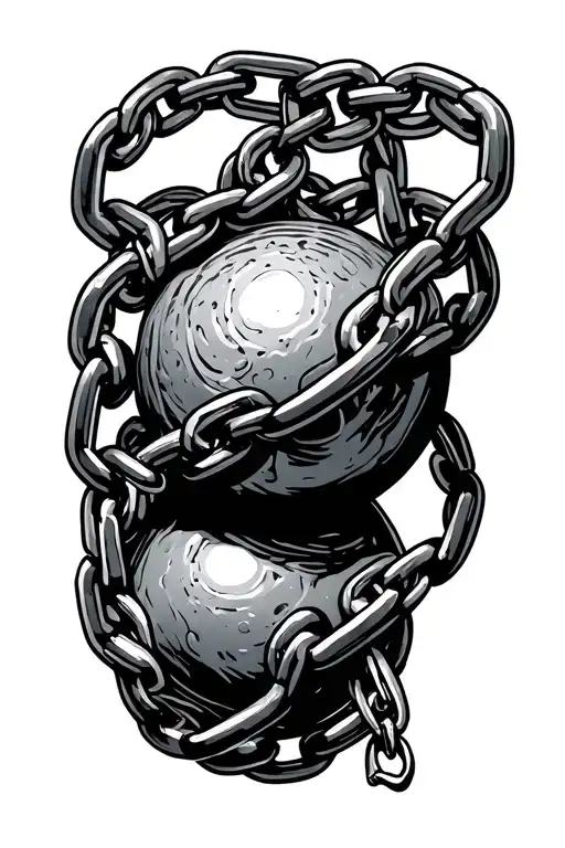 Ball And brusted Chain tattoo design idea