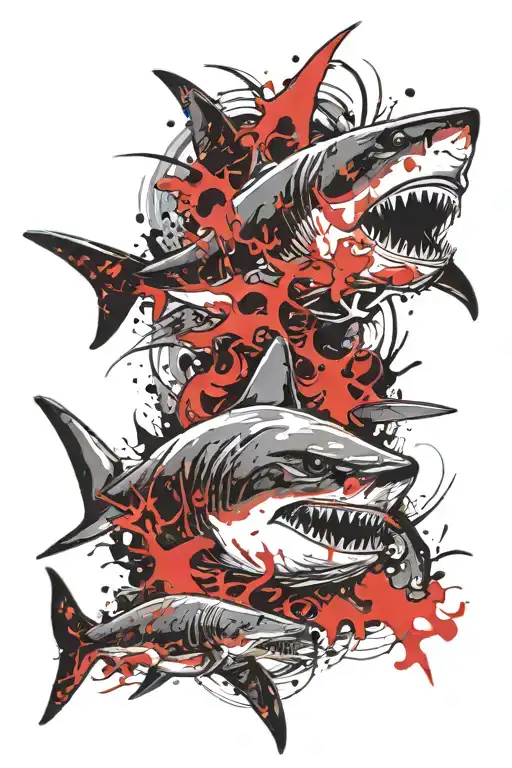 Shark bites itself tattoo design idea