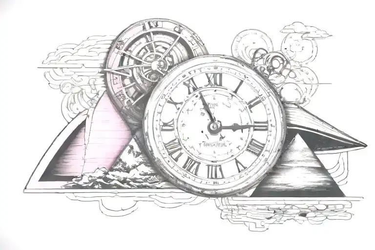 Pink Floyd time clock tattoo design idea