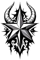 Chaos star symbol with its characteristic 8 points star shape, horns  integrated into 2 of the points, preferably top 2  tattoo design idea