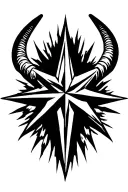 Chaos star symbol with its characteristic 8 points star shape, horns  integrated into 2 of the points, preferably top 2  tattoo design idea