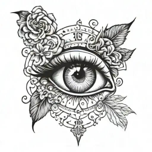 girl eye time clock tattoo design idea