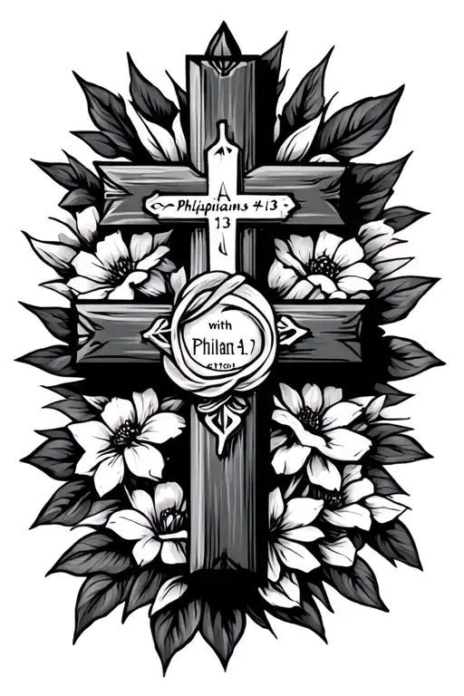 Philippians 4:13 with a cross tattoo tattoo design idea