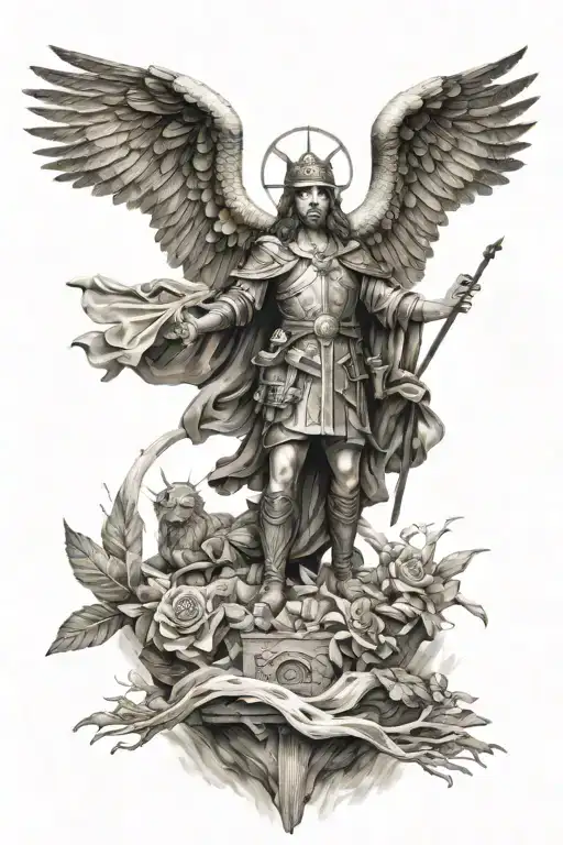saint michel victory day: 15th tattoo design idea