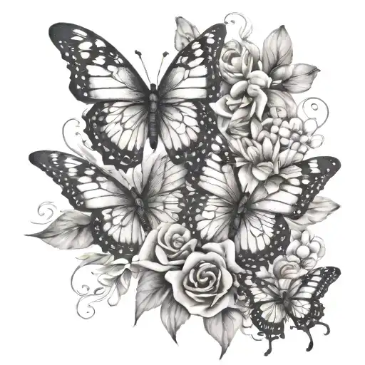 half a sleeve lepord print with butterflies mother and father in cursive    tattoo design idea