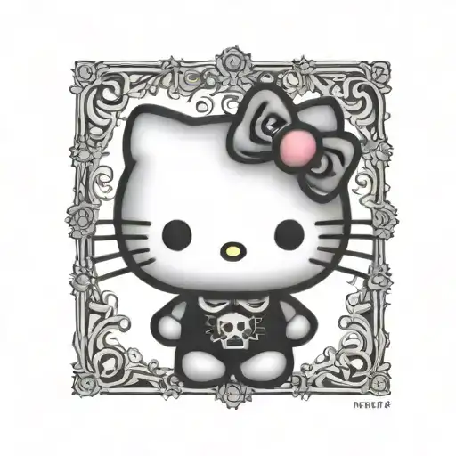 hello kitty black metal tattoo design idea