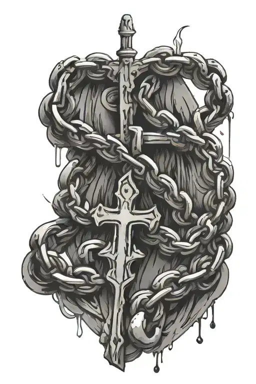 rosary chain links tattoo design idea