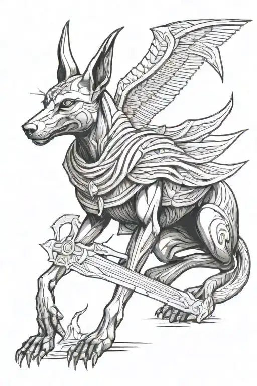 anubis as grim reaper  tattoo design idea