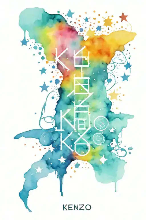 the word kenzo with stars forming the shape tattoo design idea