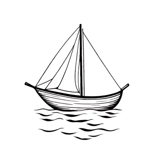 small wooden boat sailing away tattoo design idea
