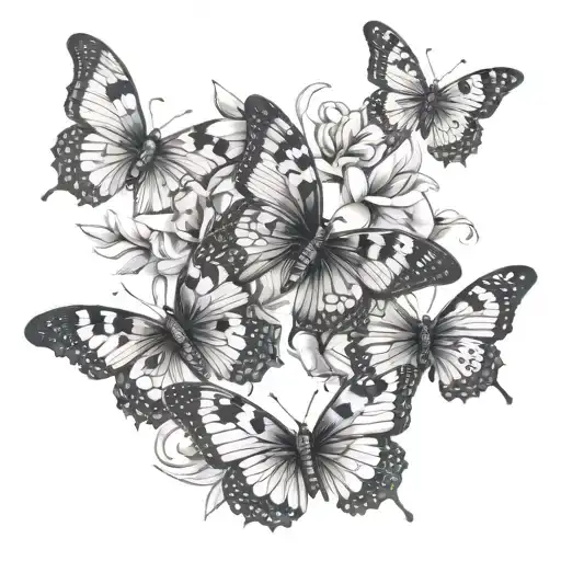 3 butterflys tattoo design idea