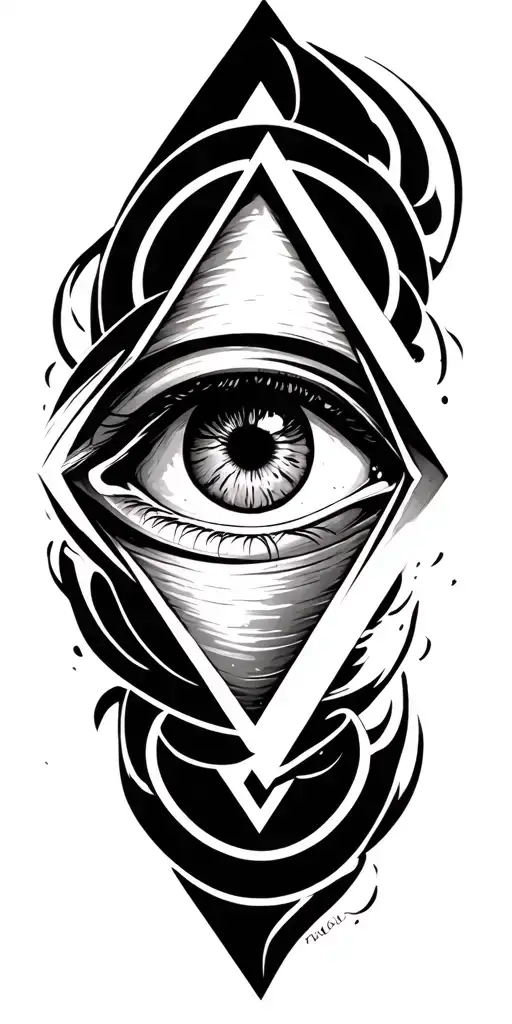 tribel and illuminati eye inside surrounded tattoo design idea
