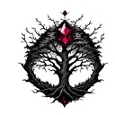 poison tree with ruby stone tattoo design idea