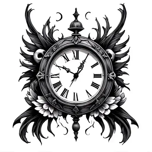 Memento Mori Clock tattoo design idea