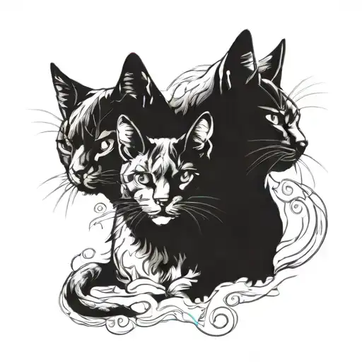 3 headed cat tattoo design idea