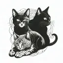 3 headed cat tattoo design idea
