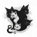 3 headed cat tattoo design idea