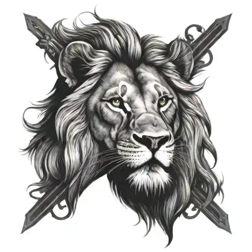 lion eating jesus cross made tattoo design idea