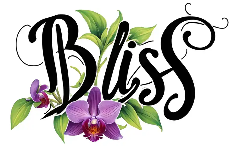 "Bliss" "Bliss" Orchid intertwined tattoo design idea