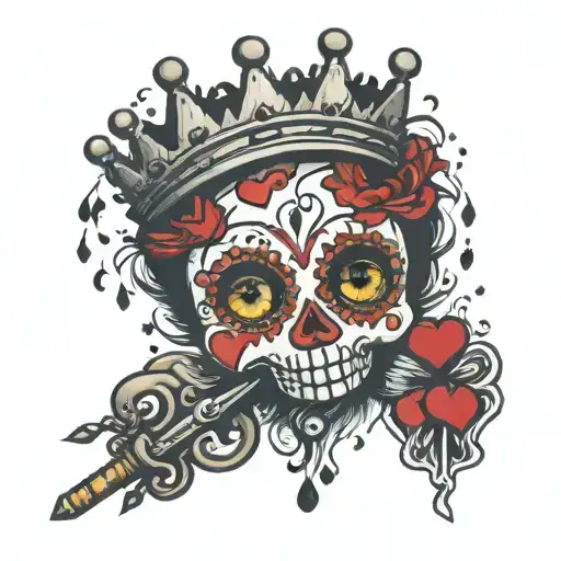 crown voodoo doll broken heart tattoo design idea