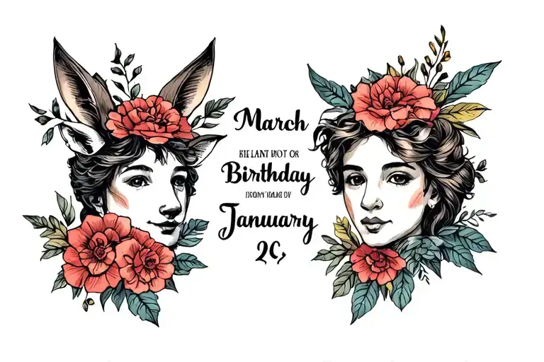 My birthday symbol is March and my son's is January. I want a beautiful combination of these two designs. tattoo design idea