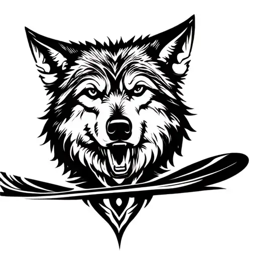 wolf snowboarding tattoo design idea