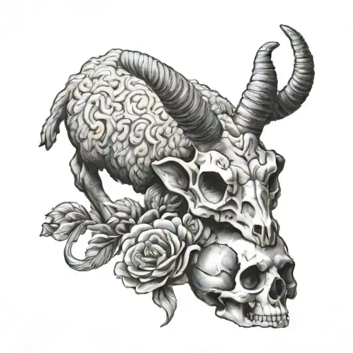 lamb stepping on skull tattoo design idea
