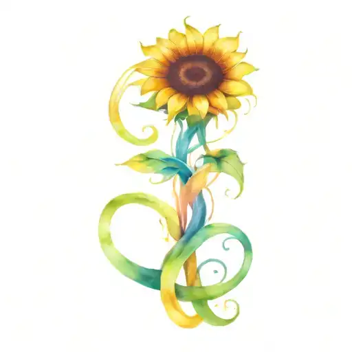 sunflower intertwined infinity symbols forming tattoo design idea