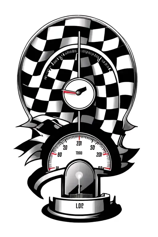 speedometer with checkered flag  tattoo design idea