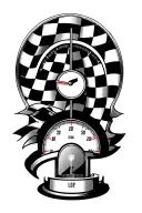 speedometer with checkered flag  tattoo design idea