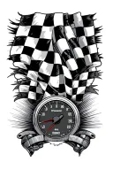 speedometer with checkered flag  tattoo design idea