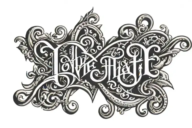 ambigram love/hate tattoo design idea