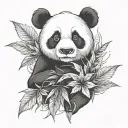 panda with weed leaf tattoo design idea