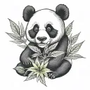 panda with weed leaf tattoo design idea