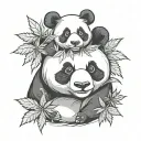 panda with weed leaf tattoo design idea