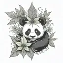 panda with weed leaf tattoo design idea