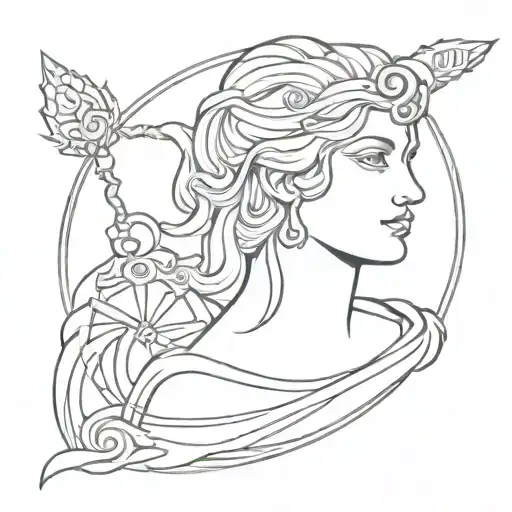 Minerva Roman Goddess Warrior tattoo design idea