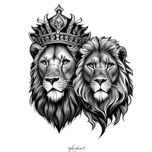 lion n lioness king n queen tattoo design idea