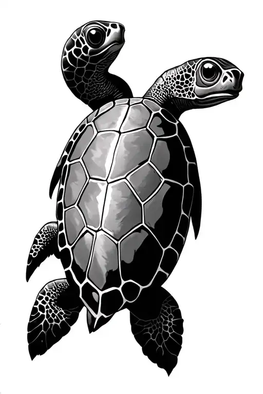 sea turtle Tim Burton style tattoo design idea