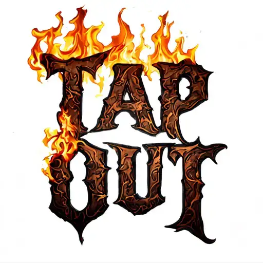 the words Tap Out with fire around the words tattoo design idea