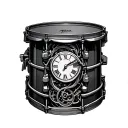 detailed snare drum with clock mechanism intertwined tattoo design idea