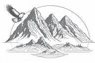 mountain line inside falcon shape tattoo design idea