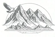 mountain line inside falcon shape tattoo design idea