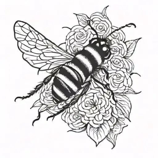bee flying tattoo design idea