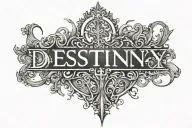 destiny word written tattoo design idea