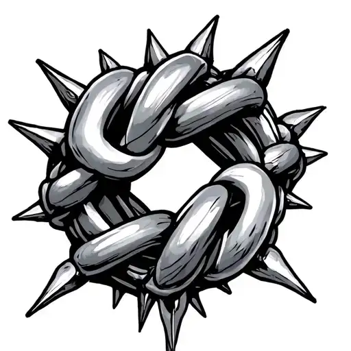 a small (1 square inch) tattoo of a chain-ring (multiple links) with spikes tattoo design idea