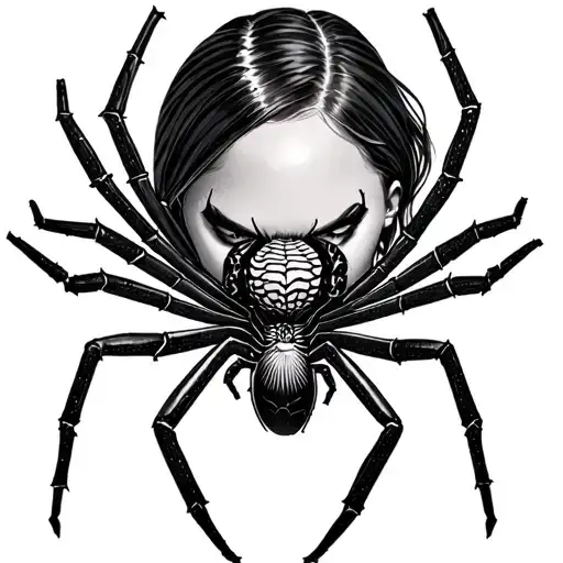 gangster woman spider on face incorporated tattoo design idea