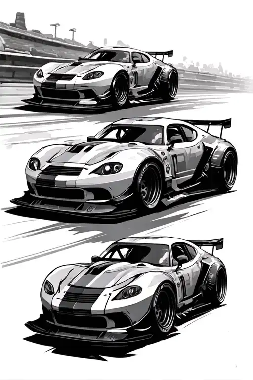 cars racing tattoo design idea