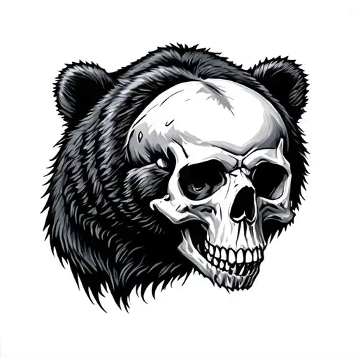 bear and skull tattoo design idea